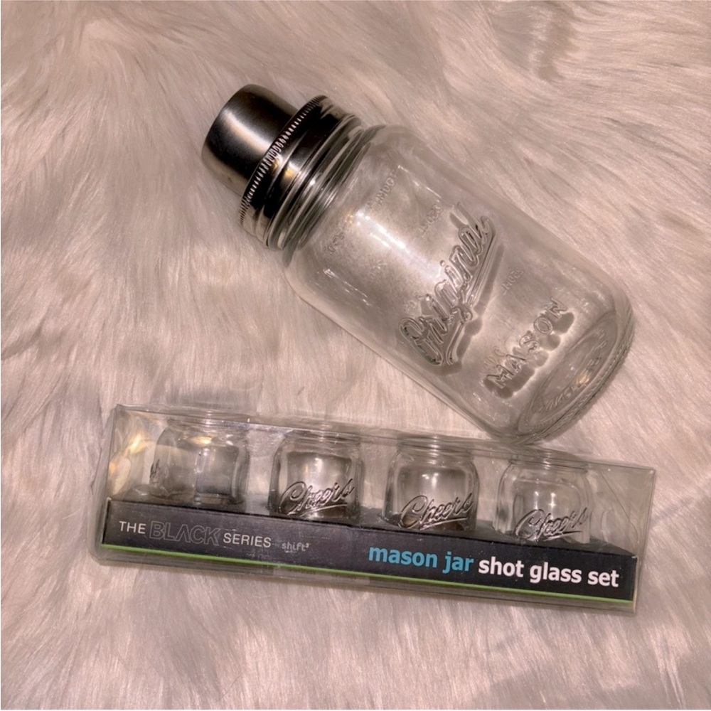 Mason Jar Shot Glass Set with Shaker